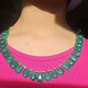 Green Mined Emerald Teardrop Necklace